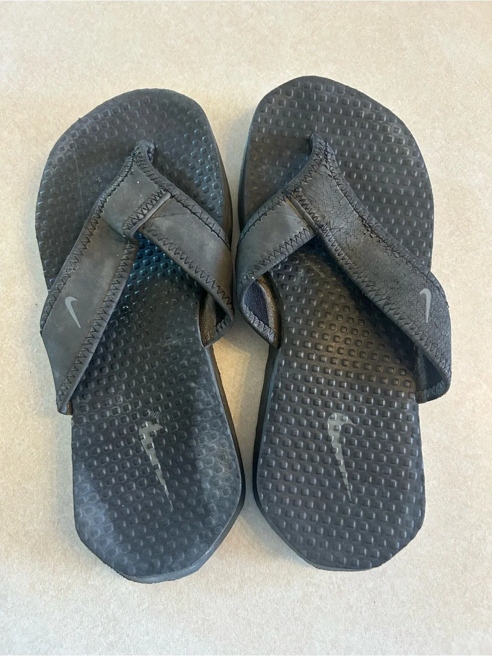 Nike Black Textured Foam Thong Sandals